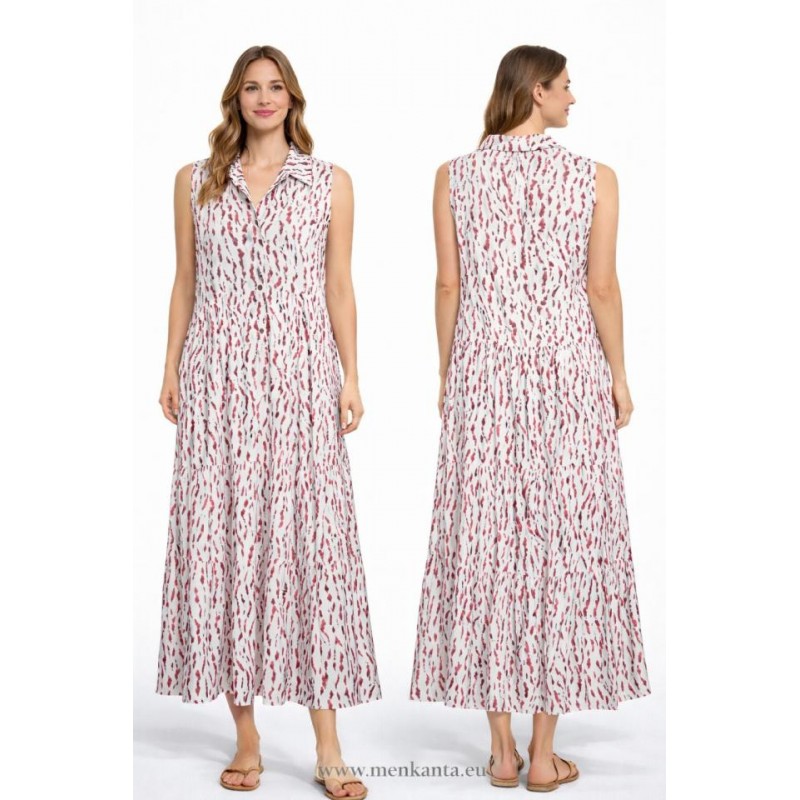 VESTIDO MAXI CAMISERO CON VALENTE SIN MANGA