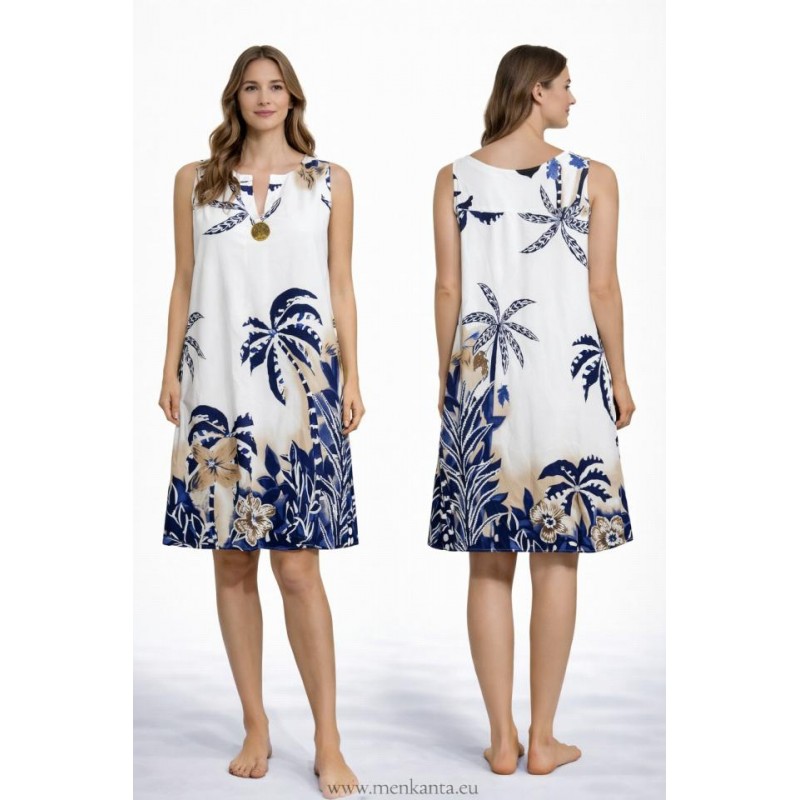 VESTIDO TROPICAL SIN MANGA CORTO