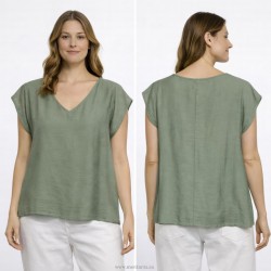 BLUSA LISA BRILLO MANGA Y CUELLO