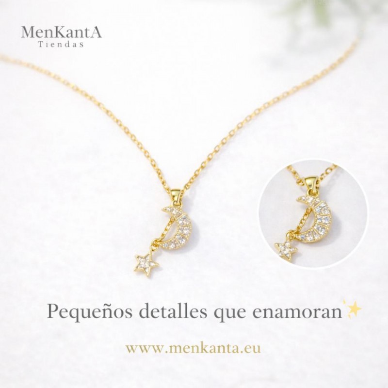 COLGANTE MEDIA LIUNA Y ESTRELLA CRISTAL DORADO