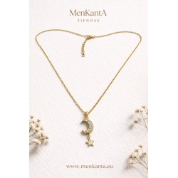 COLGANTE MEDIA LIUNA Y ESTRELLA CRISTAL DORADO
