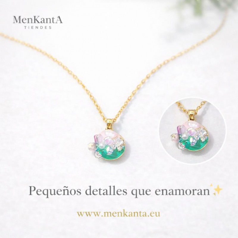 COLGANTE REDONDO FLOR DE CRISTAL DORADO