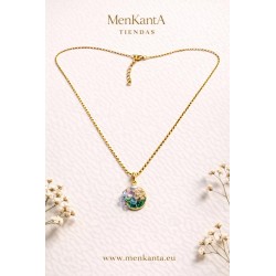 COLGANTE REDONDO FLOR DE CRISTAL DORADO