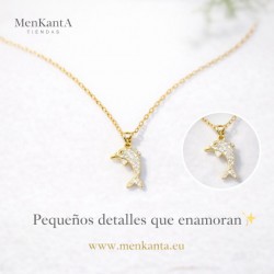 COLGANTE DELFIN PIEDRA BLANCA DORADO