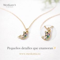 COLGANTE DELFIN PIEDRA COLORES DORADO