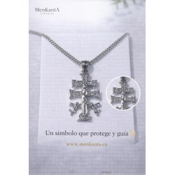 CRUZ DE CARAVACA CON CADENA  ACERO 