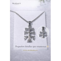 CRUZ DE CARAVACA CON CADENA  ACERO 