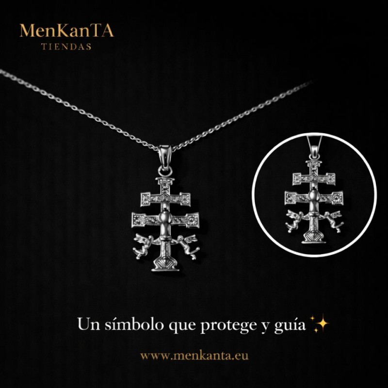 CRUZ DE CARAVACA CON CADENA  ACERO PQ