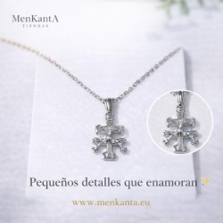 CRUZ DE CARAVACA CON CADENA  ACERO PQ