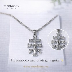 CRUZ DE CARAVACA CON CADENA  ACERO PQ