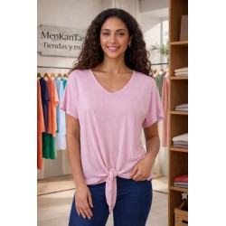 BLUSA ÑOSA MANGA CORTA LAZO CINTURA