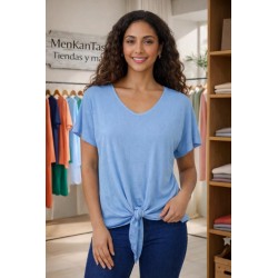 BLUSA ÑOSA MANGA CORTA LAZO CINTURA