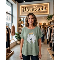 BLUSA BOHEMIA FLOR MANGA CORTA 