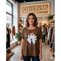 BLUSA BOHEMIA FLOR MANGA CORTA 