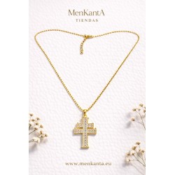 CRUZ DE CARAVACA CON CRISTAL DORADA EX