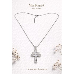 CRUZ DE CARAVACA CON CRISTAL PLATEADA EX