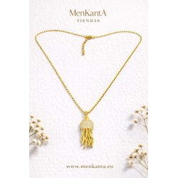 COLGANTE MEDUSA CON CRISTAL DORADO 