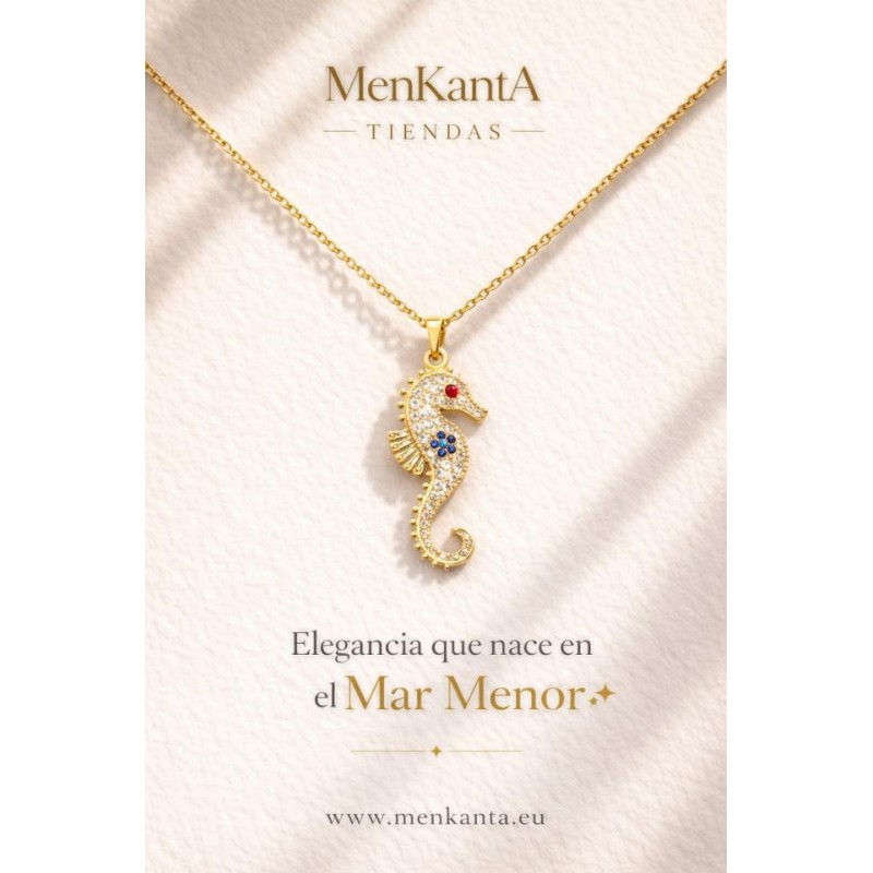 COLGANTE CABALLITODE MAR DORADO PIEDRA BLANCA