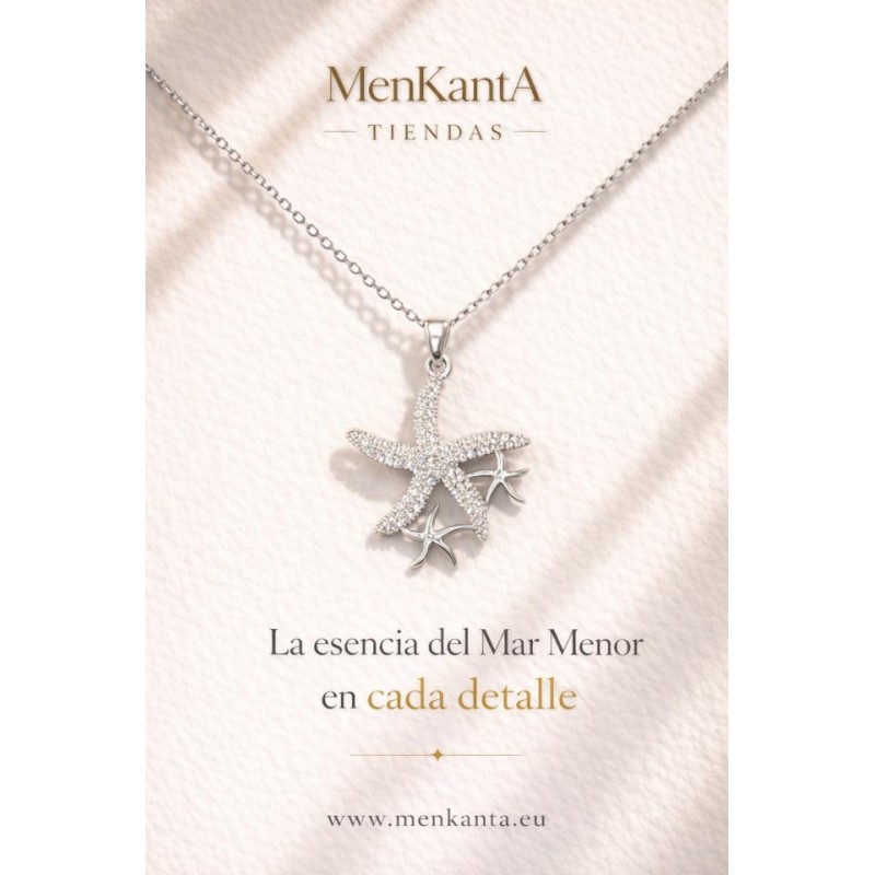 COLGANTE ESTERLLA DE MAR CON ESTRELLITAS PLATEADO 