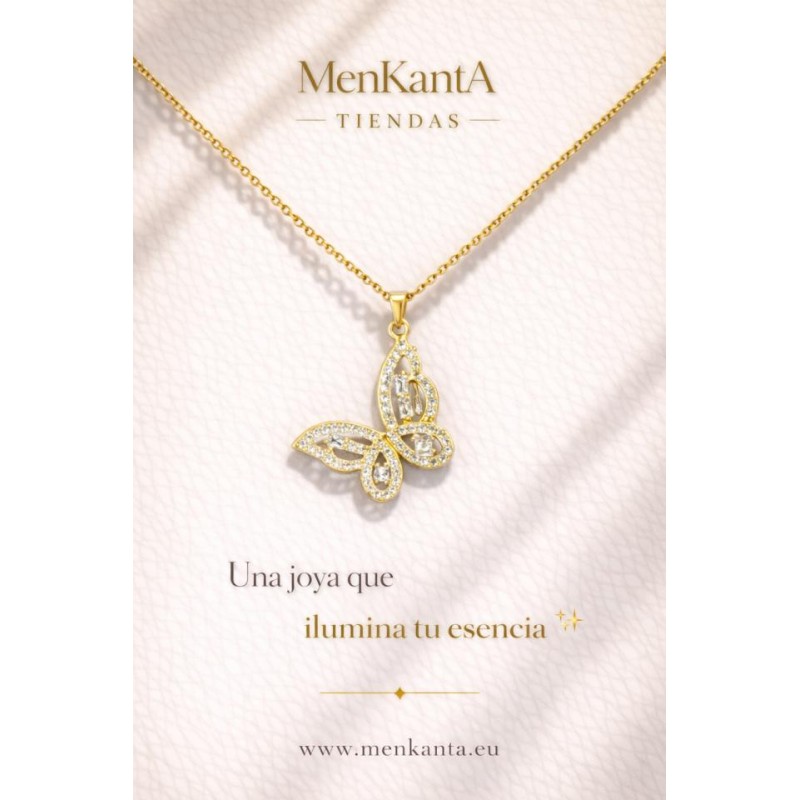 COLGANTE MARIPOSA COLGADA ALA DORADA ACERO