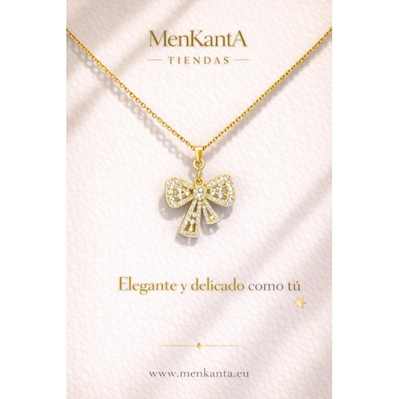 COLGANTE LAZO CON CRISTAL DORADA ACERO