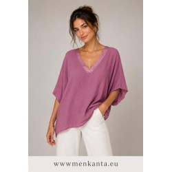 BLUSA LISA CUELLO RASO PICO