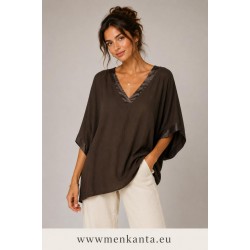 BLUSA LISA CUELLO RASO PICO