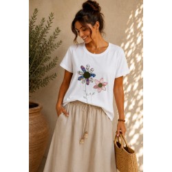 CAMISETA FLORES CORTA