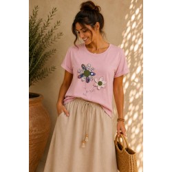 CAMISETA FLORES CORTA