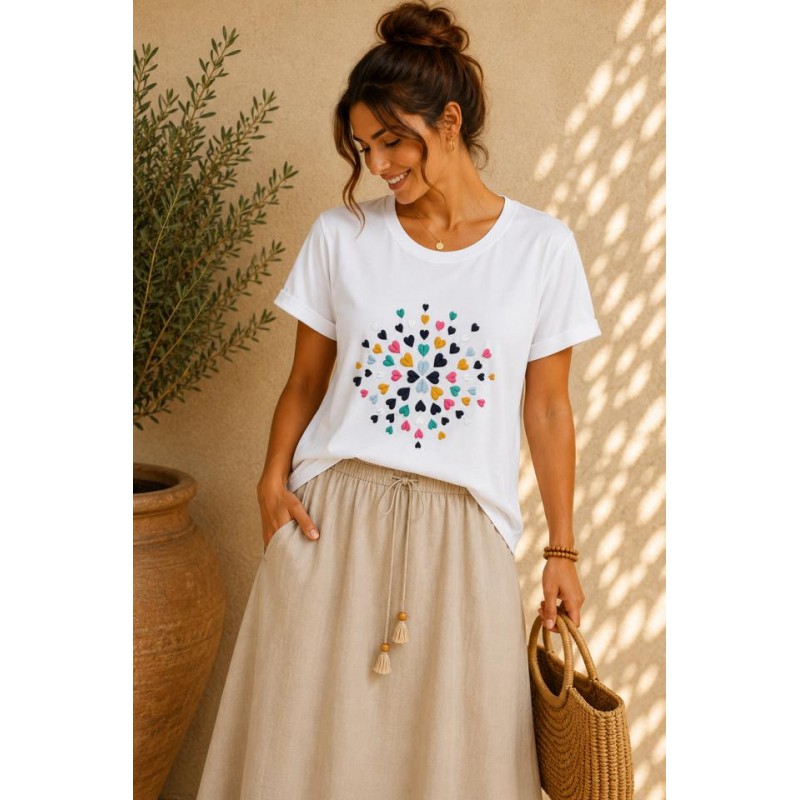 CAMISETA CORAZONES CORTA