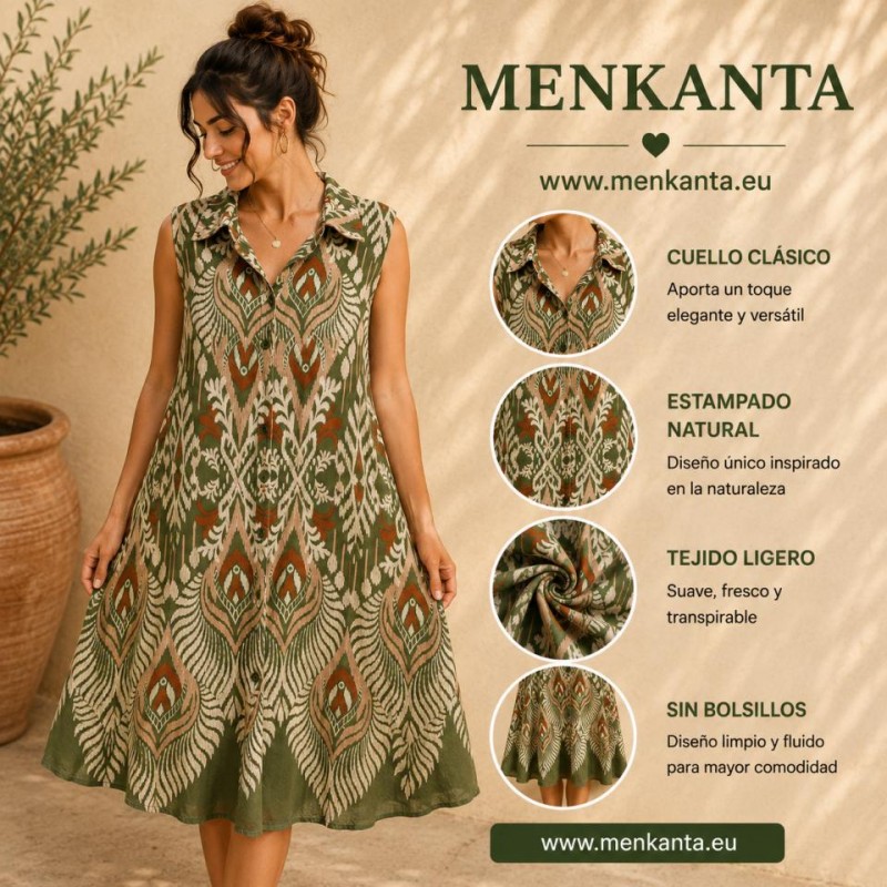 VESTIDO CAMISERO BLANCANIEVES SIN MANGA CON CUELLO