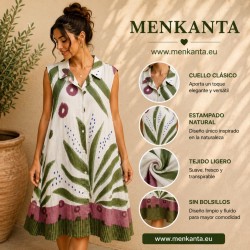 VESTIDO CAMISERO CENICIENTA SIN MANGA CUELLO