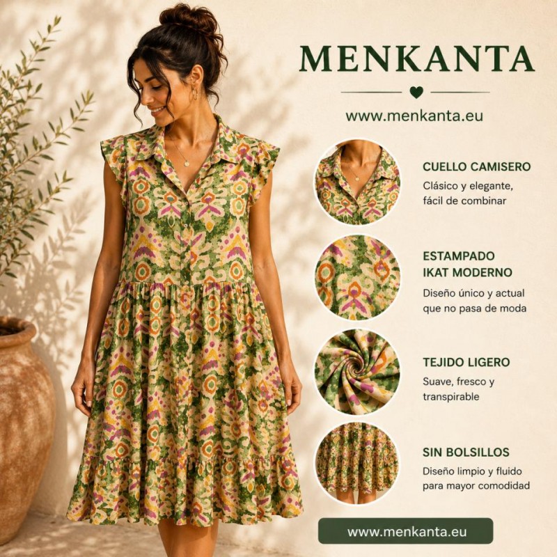 VESTIDO CAMISERO JAZMIN VOLANTE Y CUELLO