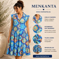 VESTIDO CAMISERO BELLA VOLANTE Y CUELLO 