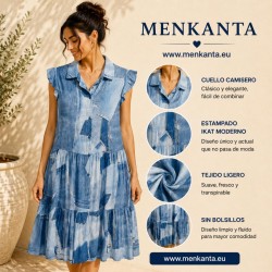 VESTIDO CAMISERO TIPO VAQUERO VOLANTE Y CUELLO 
