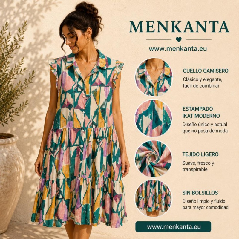 VESTIDO CAMISERO SOFI VOLANTE Y CUELLO 