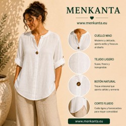 BLUSA BOTON MANGA CORTA BLANCA 