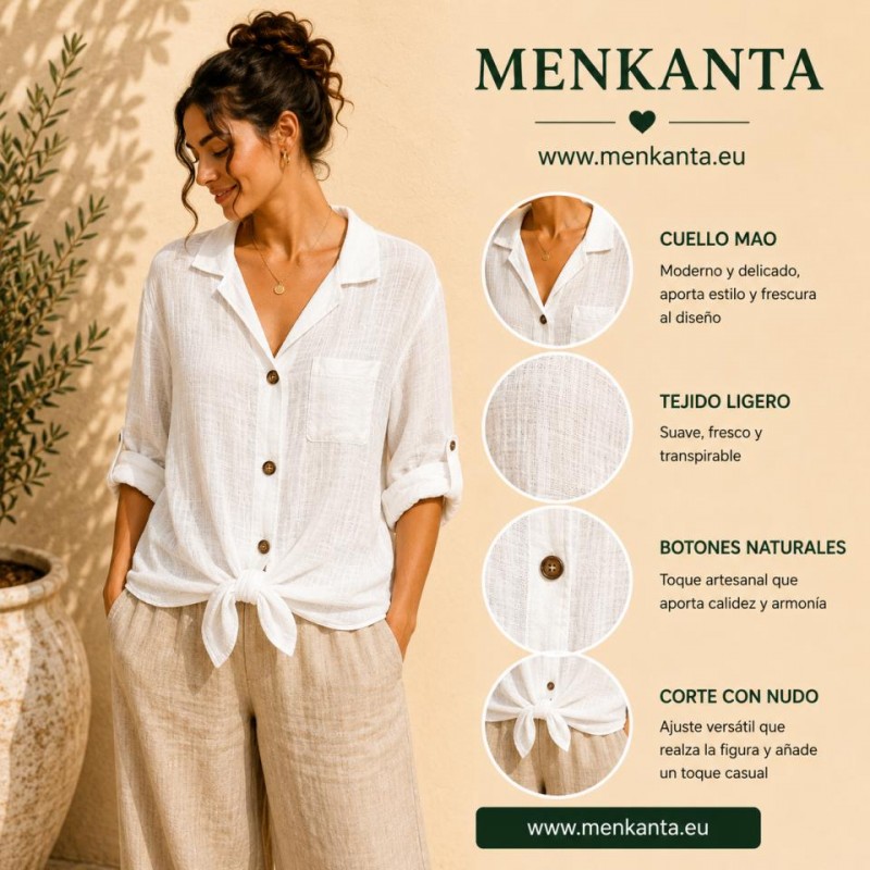 CAMISA MANGA CORTA Y LAZO BLANCA 