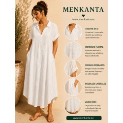 VESTIDO BORDADA MANGA CORTA BLANCA 