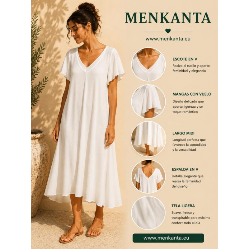 VESTIDO PICOS MIDI MANGA CORTA 