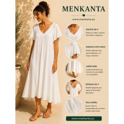 VESTIDO PICOS MIDI MANGA CORTA 