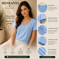 CAMISETA BASICA CUELLO PICO MANGA CORTA