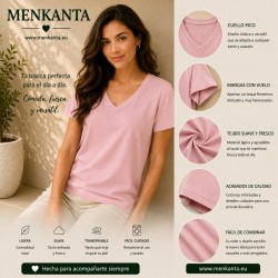 CAMISETA BASICA CUELLO PICO MANGA CORTA