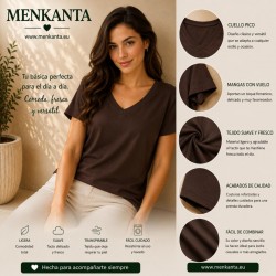 CAMISETA BASICA CUELLO PICO MANGA CORTA