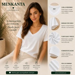 CAMISETA BASICA CUELLO PICO MANGA CORTA