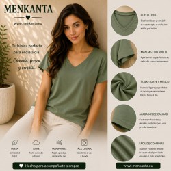 CAMISETA BASICA CUELLO PICO MANGA CORTA