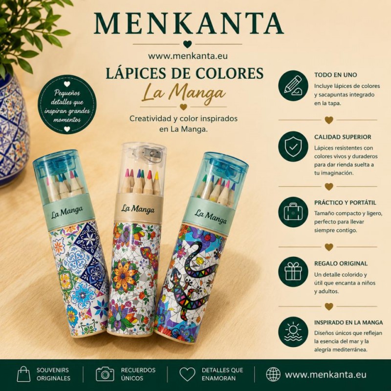 TUBO CON LAPICES DE COLOR MINI Y SACAPUNTAS 